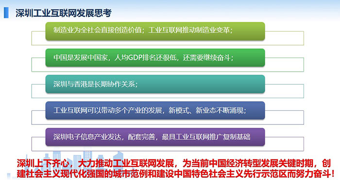 制造業(yè)為全社會(huì)直接創(chuàng)造價(jià)值；工業(yè)互聯(lián)網(wǎng)推動(dòng)制造業(yè)變革；工業(yè)互聯(lián)網(wǎng)可以帶動(dòng)多個(gè)產(chǎn)業(yè)的發(fā)展，新模式、新業(yè)態(tài)不斷涌現(xiàn)； 工業(yè)互聯(lián)網(wǎng)可以帶動(dòng)多個(gè)產(chǎn)業(yè)的發(fā)展，新模式、新業(yè)態(tài)不斷涌現(xiàn)；深圳上下齊心，大力推動(dòng)工業(yè)互聯(lián)網(wǎng)發(fā)展， 為當(dāng)前中國經(jīng)濟(jì)轉(zhuǎn)型發(fā)展關(guān)鍵時(shí)期，創(chuàng)建社會(huì)主義現(xiàn)代化強(qiáng)國的城市范例和建設(shè)中國特色社會(huì)主義先行示范區(qū)而努力奮斗！